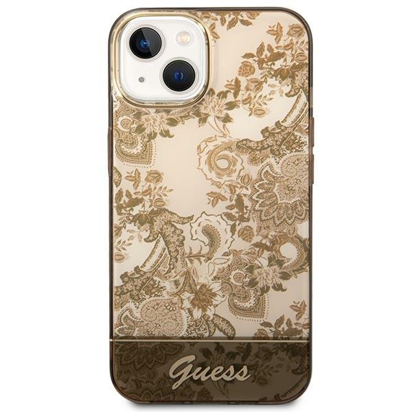 Etui GUESS Apple iPhone 14 Porcelain Collection Ochre Brązowy Hardcase