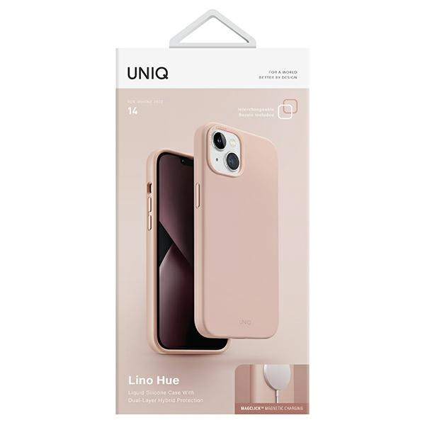 UNIQ etui Lino Hue iPhone 14 6,1" Magclick Charging różowy/blush pink