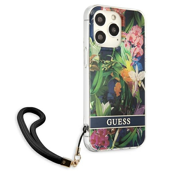 Etui GUESS Apple iPhone 13 Pro Max Flower Strap Niebieski Hardcase