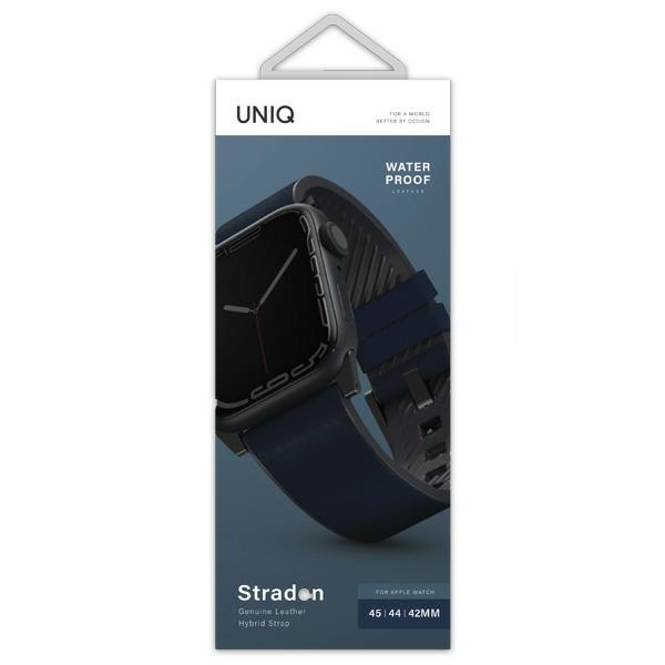 UNIQ pasek Straden Apple Watch Series 4/5/6/7/SE 42/44/45mm. Leather Hybrid Strap niebieski/blue