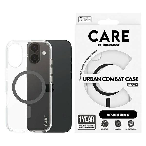 Etui CARE by PanzerGlass Flagship Case iPhone 16 6.1" czarny/black MagSafe 1345