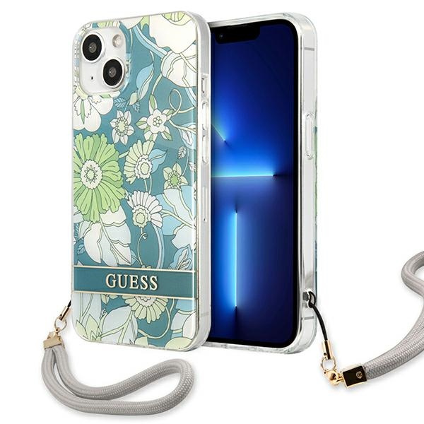 Etui GUESS Apple iPhone 13 Flower Strap Zielony Hardcase