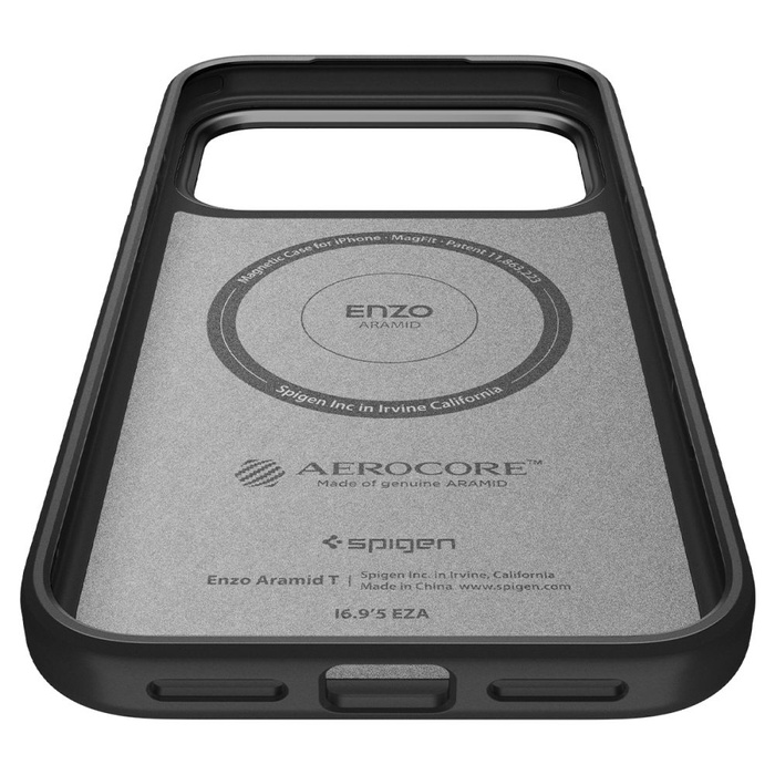 ETUI SPIGEN IPHONE 17 PRO ENZO ARAMID ”T” MAG MAGSAFE CZARNE