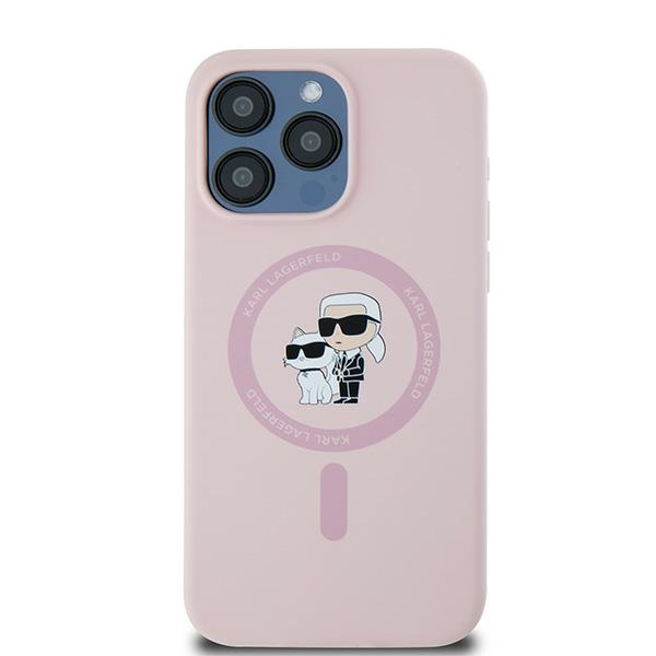 Etui Karl Lagerfeld KLHMP15LSCMKCRHP iPhone 15 Pro 6.1" różowy/pink hardcase Silicone Karl & Choupette MagSafe