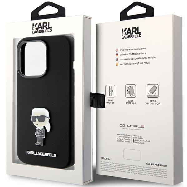 Etui Karl Lagerfeld KLHCP15LSMHKNPK iPhone 15 Pro 6.1" czarny/black Silicone Ikonik Metal Pin Case