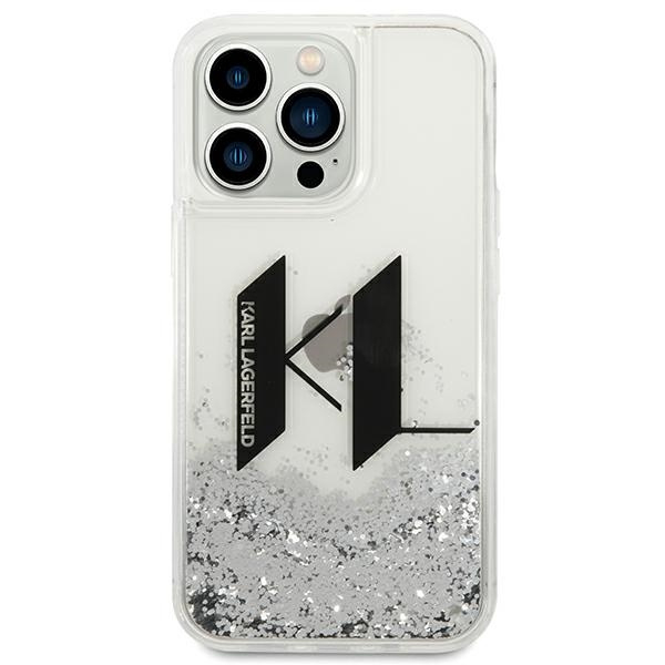 Etui KARL LAGERFELD Apple iPhone 14 Pro Max Liquid Glitter Big KL Srebrny Hardcase