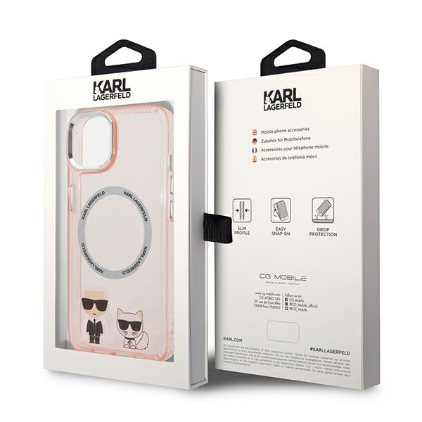 Etui KARL LAGERFELD Apple iPhone 14 Plus Karl & Choupette Aluminium Magsafe Różowy Hardcase