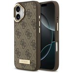 Etui Guess 4G Logo Plate MagSafe do      iPhone 17 brązowy