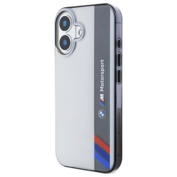 Etui BMW iPhone 16 6.1" szary/grey hardcase Motosport IML Vertical Stripe