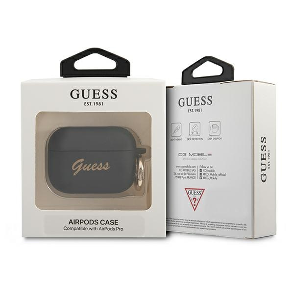 Etui GUESS Apple AirPods Pro Silicone Vintage Script Czarny Case