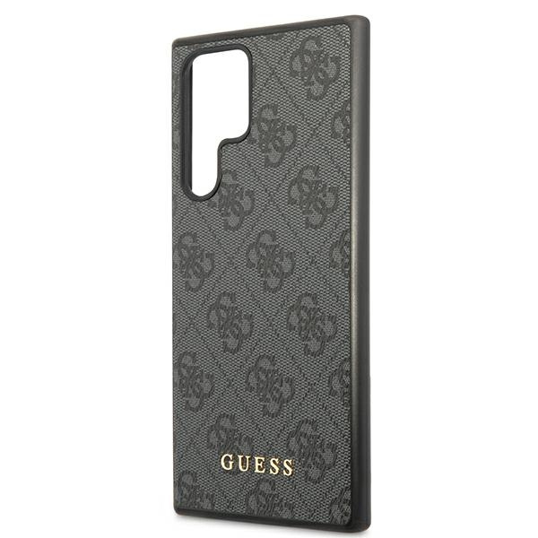 Etui GUESS Samsung Galaxy S22 Ultra 4G Metal Gold Logo Szary Hardcase