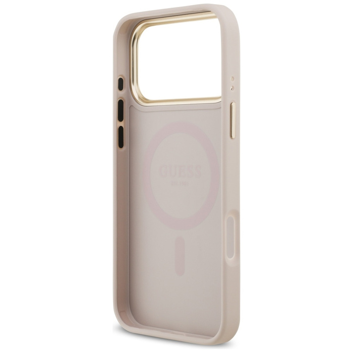 Etui Guess Grained Strass Logo MagSafe   do iPhone 17 Pro Max różowy