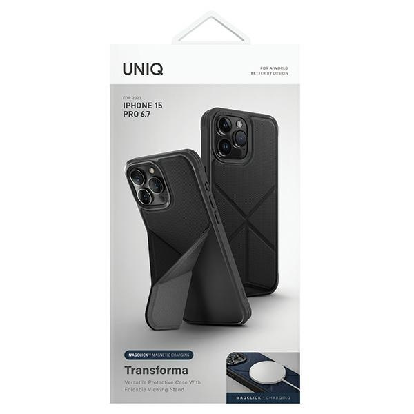 Etui UNIQ etui Transforma iPhone 15 Pro Max 6.7" Magclick Charging czarny/ebony black Case