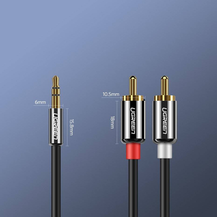 Ugreen kabel przewód audio 3,5 mm mini jack - 2RCA 3m czarny (10590)