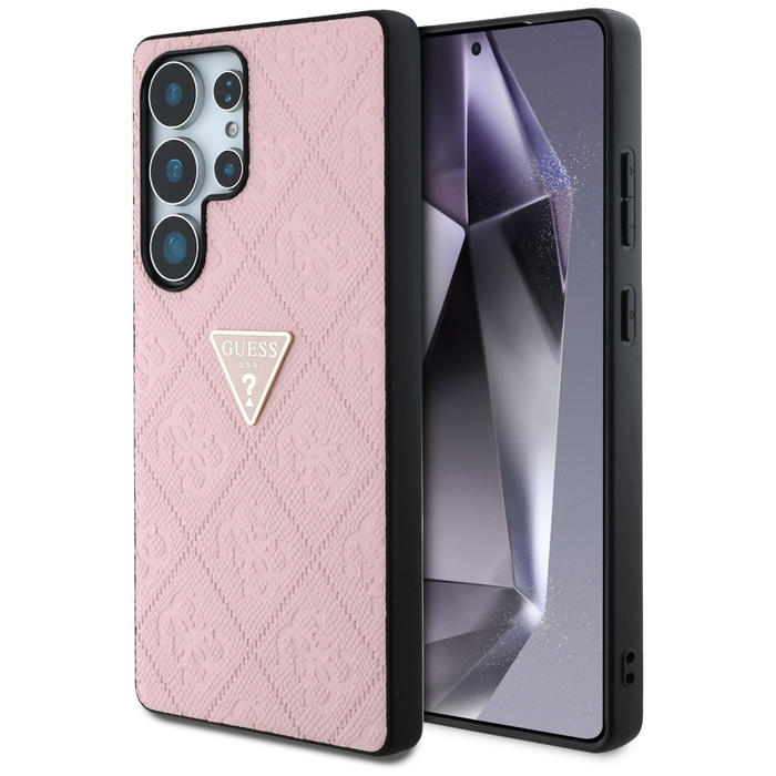 Etui Guess Hot Stamp 4G Pattern Triangle  Metal Logo Samsung Galaxy S25 Ultra różowy
