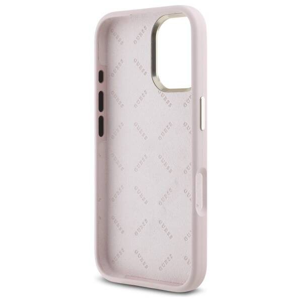 Etui Guess iPhone 16 6.1" jasnoróżowy/pink hardcase Silicone Logo Strass 4G