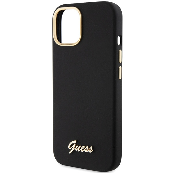 Etui Guess GUHCP15SSMBSLK iPhone 15 6.1" czarny/black hardcase Silicone Script Metal Logo & Frame Case