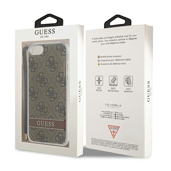 Etui GUESS Apple iPhone SE 2022 SE 2020 7 8 4G Print Strap Brązowy Hardcase