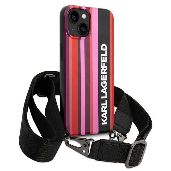 Etui KARL LAGERFELD Apple iPhone 14 Color Stripes Strap Różowy Hardcase