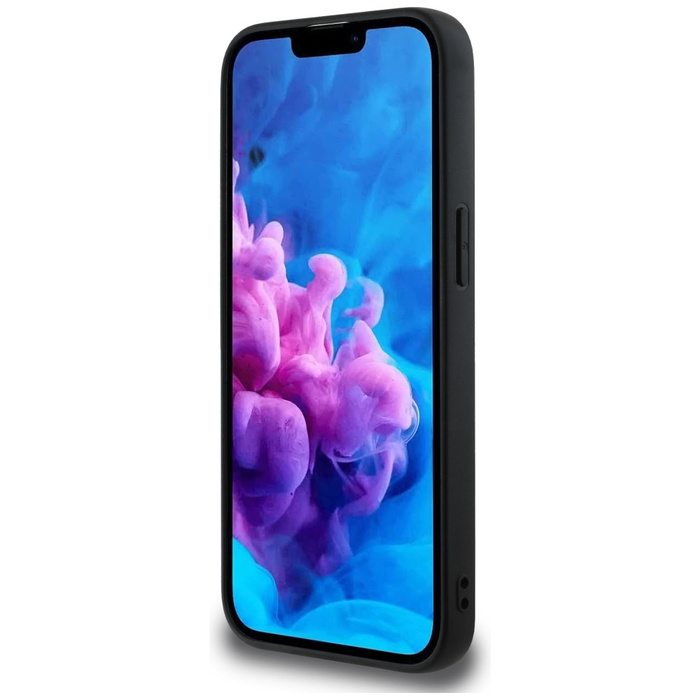 Etui Guess Grained Hot Stamp Peony       Triangle Logo MagSafe do iPhone 16e czarny