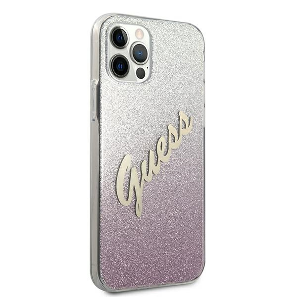 Etui GUESS Apple iPhone 12 Pro Max Glitter Gradient Script Różowy Hardcase
