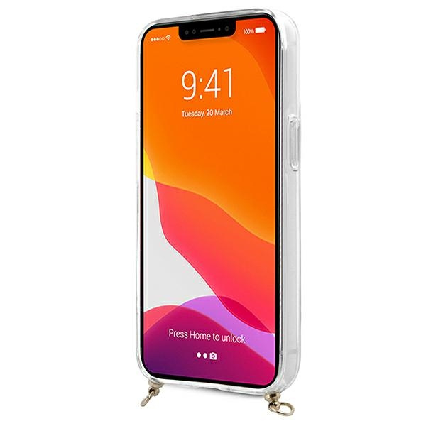 Etui GUESS Apple iPhone 13 Mini 4G Brown Strap Gold Chain Bezbarwny Hardcase