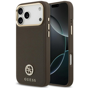 Etui Guess Grained Strass Logo MagSafe   do iPhone 17 Pro Max brązowy
