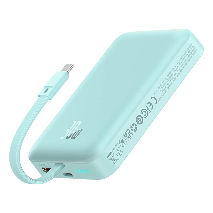 Powerbank Baseus Magnetic Mini MagSafe 10000mAh 30W z wbudowanym kablem USB-C 0.3m Niebieski