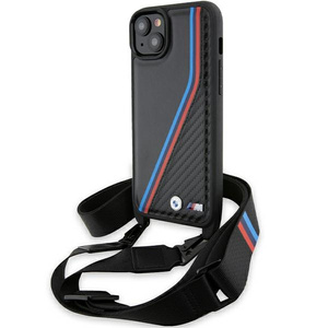 Etui Bmw Bmhcp15m23psvtk Iphone 15 Plus / 14 Plus 6.7" Czarny/black Hardcase M Edition Carbon Tricolor Lines & Strap Case