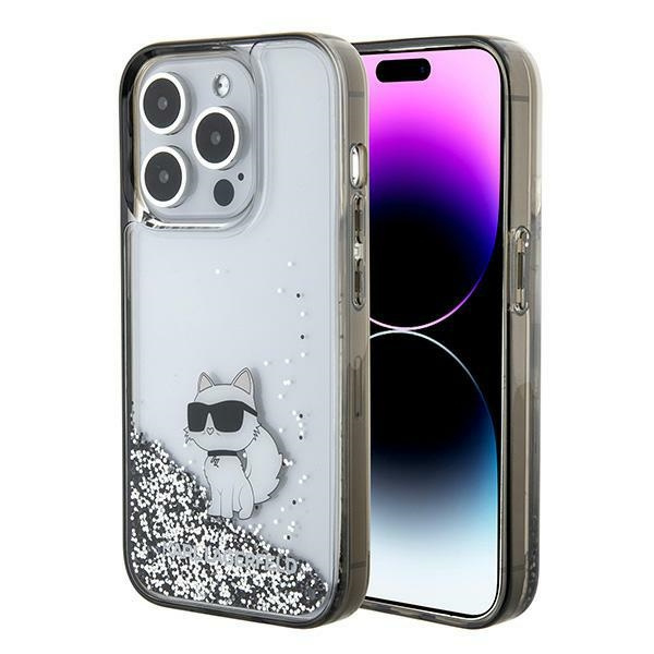 Etui Karl Lagerfeld KLHCP15XLKCNSK iPhone 15 Pro Max 6.7" transparent hardcase Liquid Glitter Choupette Case