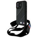 Etui BMW iPhone 16 czarny/black hardcase M Edition Carbon Stripe & Strap