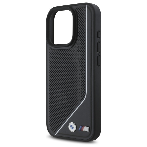 Etui BMW iPhone 16 Pro Max 6.9" czarny/black hardcase M Perforated Twisted Line MagSafe