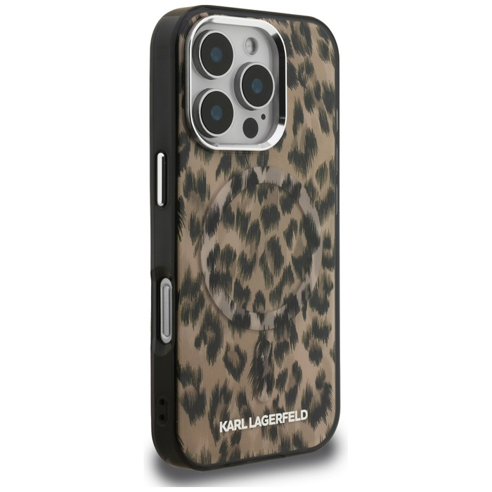 Etui Karl Lagerfeld iPhone 16 Pro IML Leopard Pattern MagSafe Brązowy
