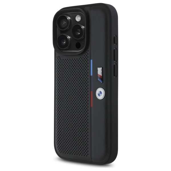 Etui BMW iPhone 16 Pro Max 6.9" czarny/black hardcase M Perforated Tricolor Detail Line