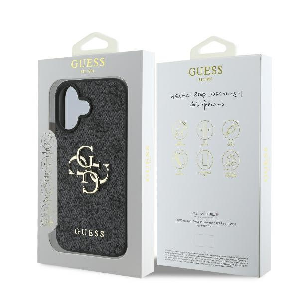 Etui Guess iPhone 16 6.1" czarny/black hardcase 4G Big Logo