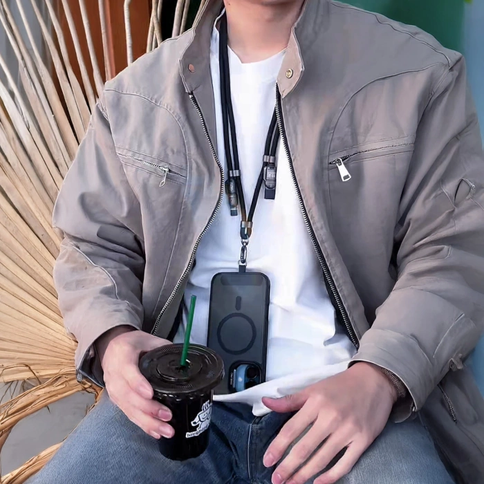 Kabel 4w1 / smycz Dudao L20MAX USB-A / USB-C / Lightning PD QC 65W 1.5m - czarny