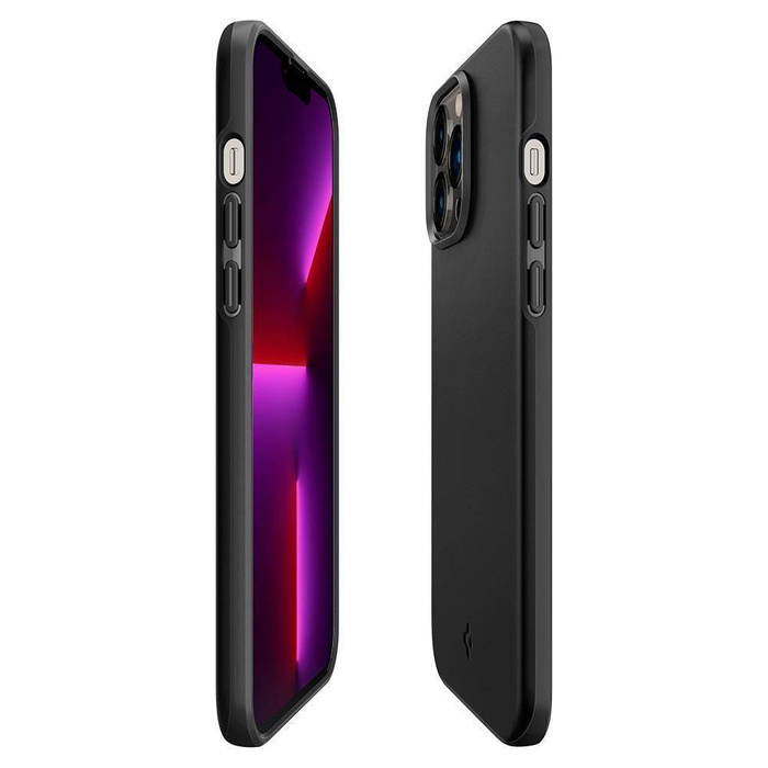 Etui Spigen iPhone 13 Pro Max Thin Fit Black Case + Szkło Hartowane Spigen Glas.Tr Slim