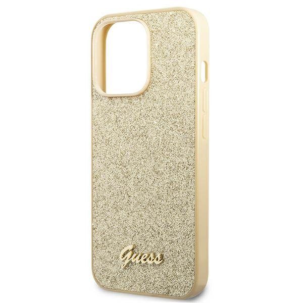 Etui GUESS Apple iPhone 14 Pro Glitter Script Złoty Hardcase