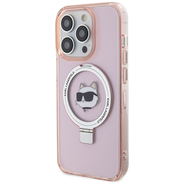 Etui Karl Lagerfeld KLHMP15XHMRSCHP iPhone 15 Pro Max 6.7" różowy/pink hardcase Ring Stand Choupette Head MagSafe Case