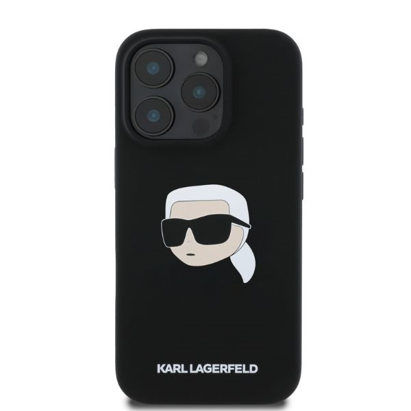 Etui Karl Lagerfeld iPhone 16 Pro Max czarny/black HC MagSafe Sil KL Head Print