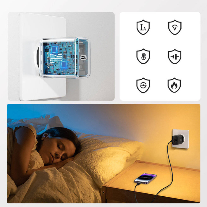 Ładowarka USB C 20W PD Joyroom JR-TCF06 z kablem USB C - Lightning | czarna