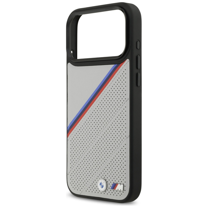 Etui BMW M Tricolor Metal Logo MagSafe   do iPhone 17 Pro Max szary