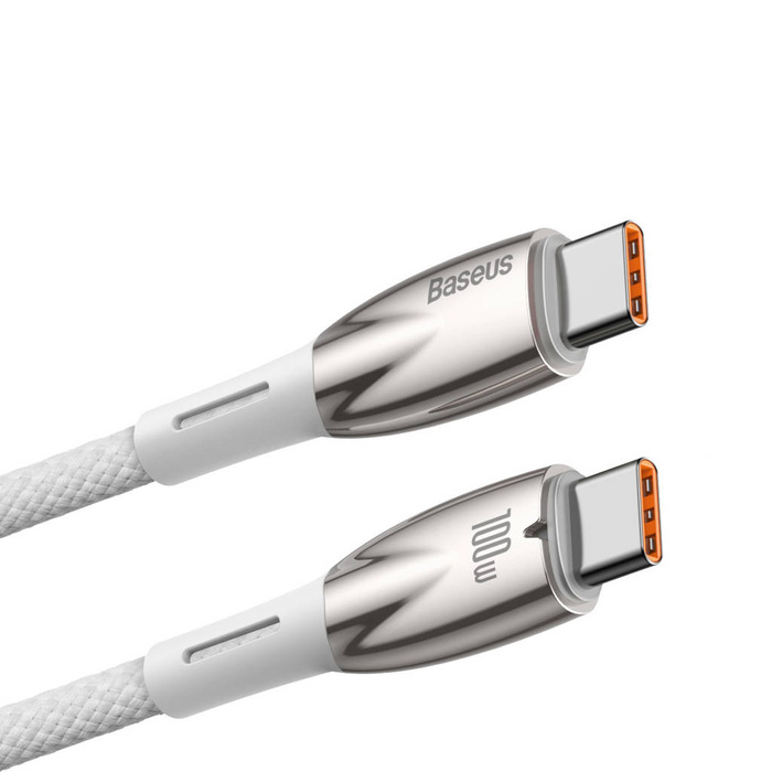Baseus Glimmer Series kabel z szybkim ładowaniem USB-C 480Mb/s PD 100W 2m biały