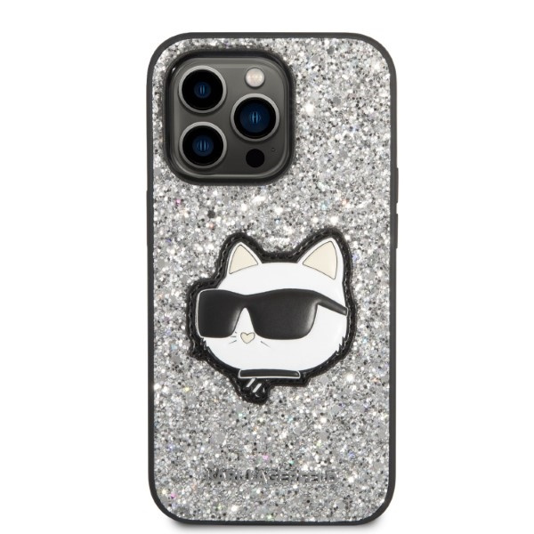 Etui Karl Lagerfeld Klhcp14lg2cps Iphone 14 Pro 6,1" Srebrny/silver Hardcase Glitter Choupette Patch Case