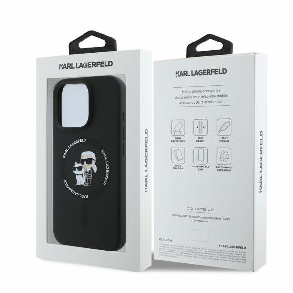 Etui Karl Lagerfeld iPhone 16 Pro Max czarny/black HC MagSafe Silicone KC Heads Ring