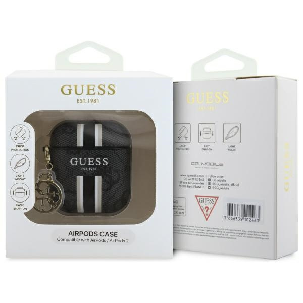 Guess GUA2P4RPSK AirPods 1/2 cover        czarny/black 4G Printed Stripes Charm