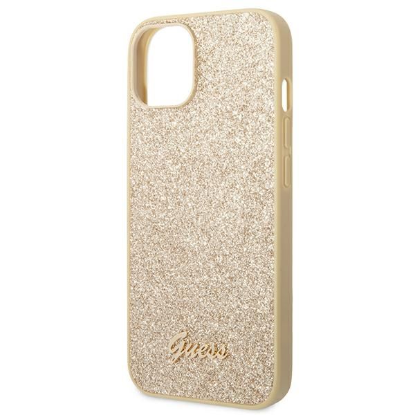Etui GUESS Apple iPhone 14 Plus Glitter Script Złoty Hardcase