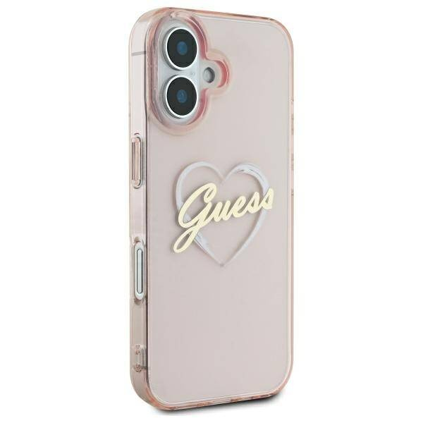 Etui Guess iPhone 16 6.1" różowy/pink hardcase IML Heart