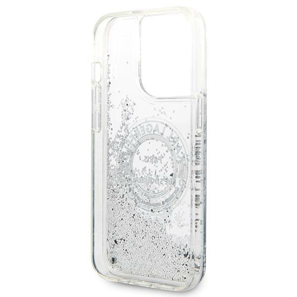 Etui KARL LAGERFELD Apple iPhone 14 Pro Max Liquid Glitter RSG Srebrny Hardcase