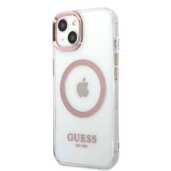 Etui GUESS Apple iPhone 13 Metal Outline Magsafe Różowy Hardcase